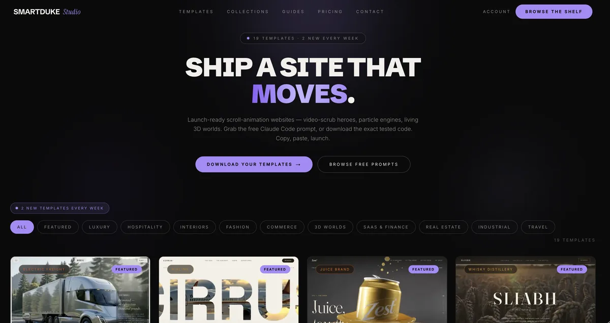 The Studio site: Ship a site that moves, with filters and the template shelf