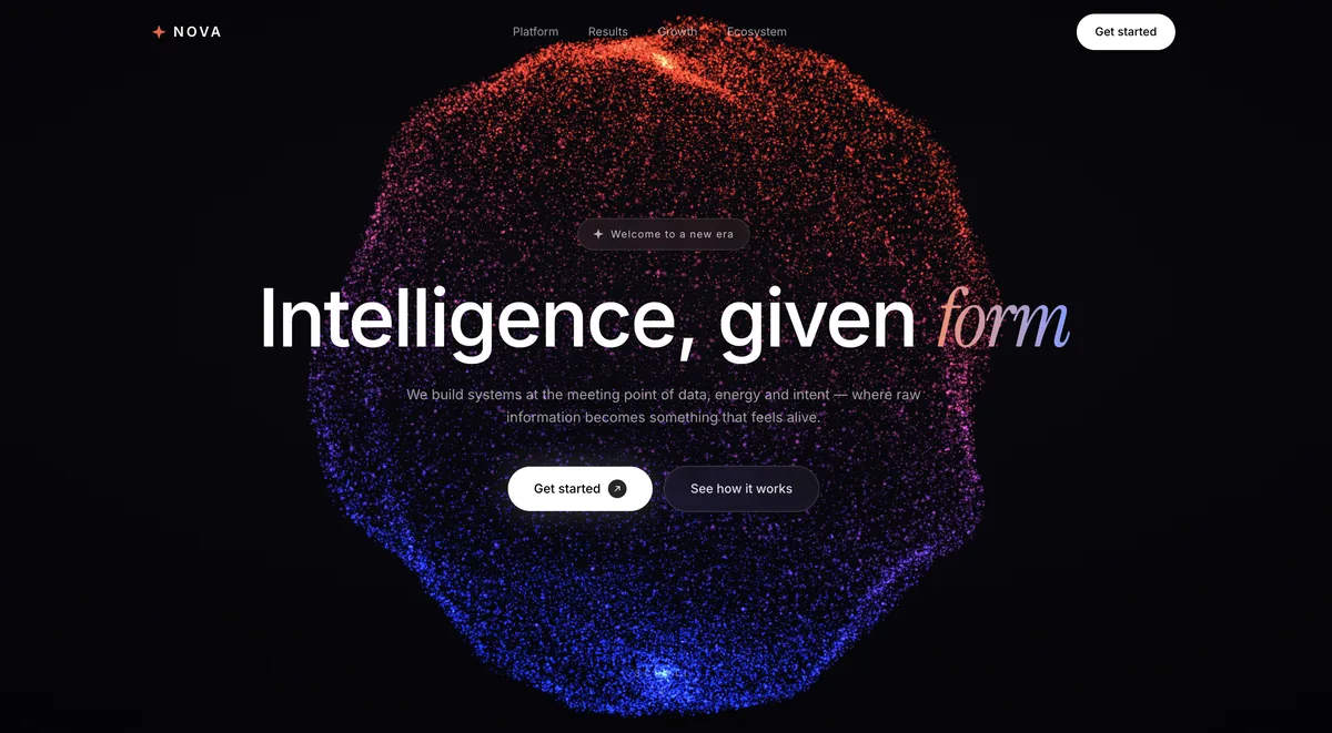 Nova, a Studio template with a particle sphere: Intelligence, given form